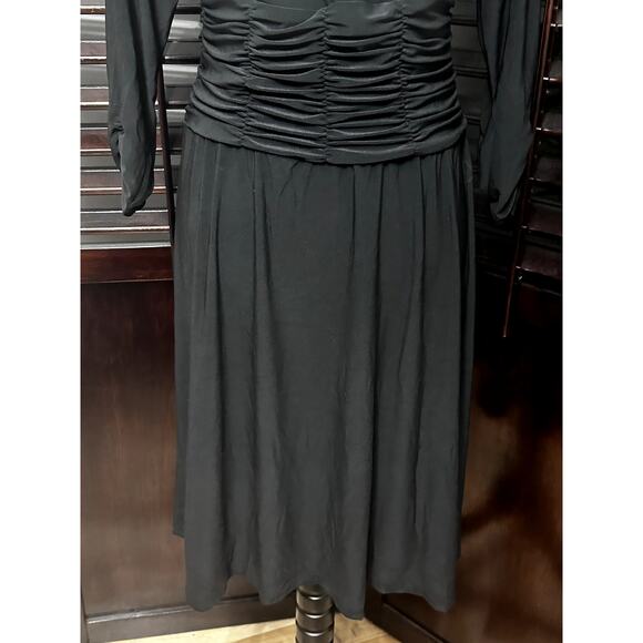 NY Collection Women's Ruched A Line 3/4 Sleeve Knee Length V Neck Dress MP NWT - Picture 4 of 11